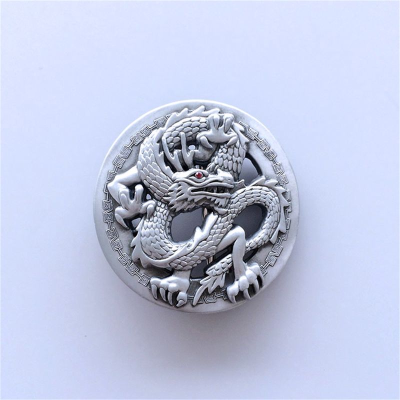 Red Rhinestone Eye Dragon Round Belt Buckle WT030
