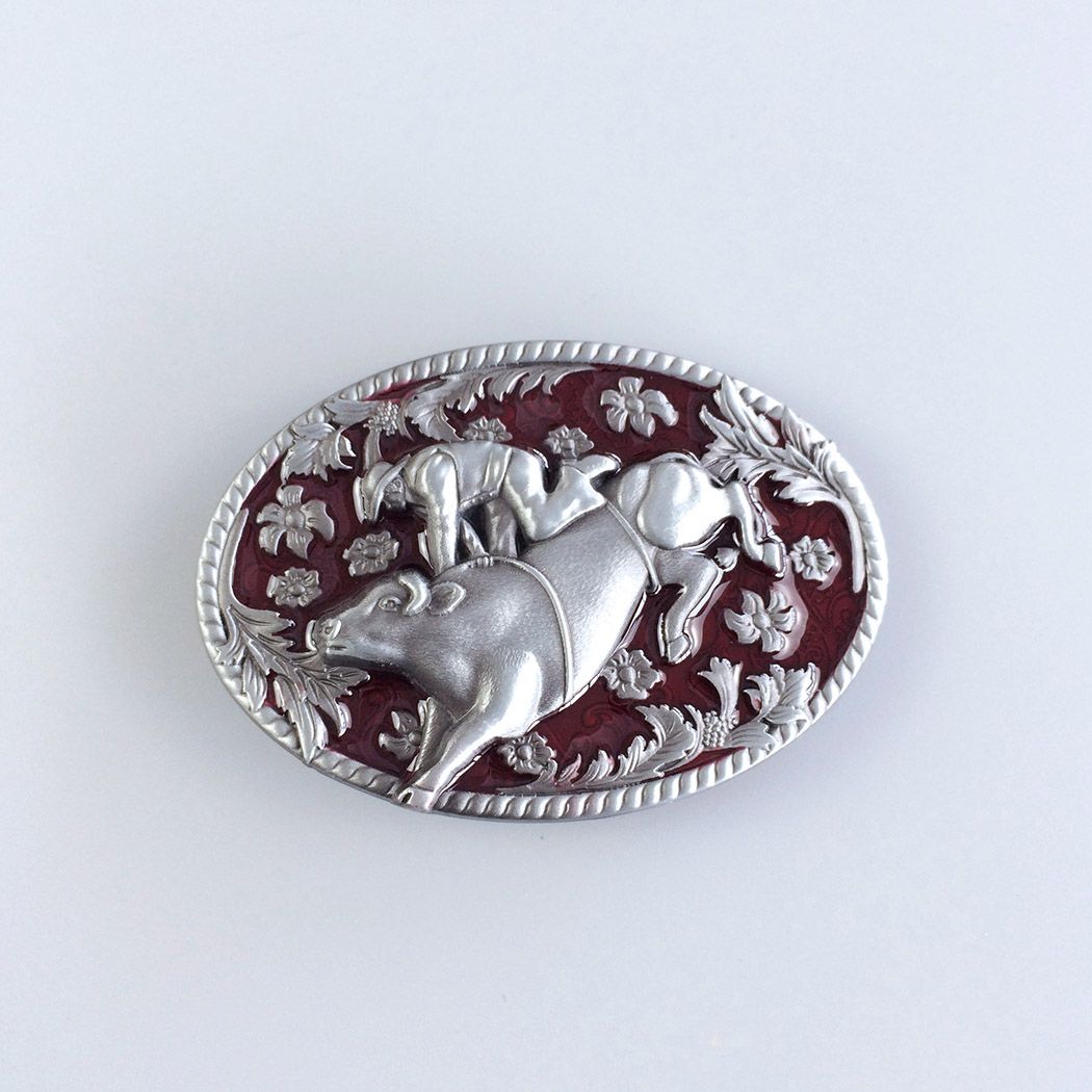 Vintage Enamel Western Cowboy Rodeo Belt Buckle