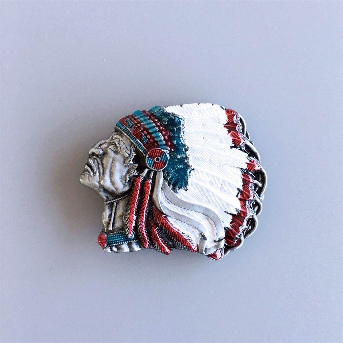 Vintage Style Enamel Western Chief Cowboy Cowgirl Belt Buckle Hebilla