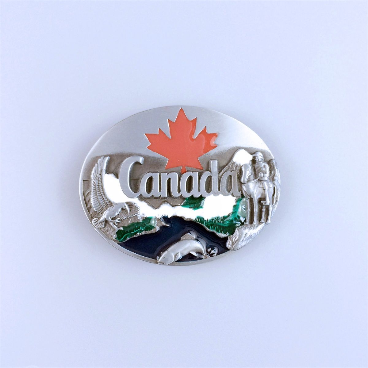 Vintage Style Canada Maple Leaf Western Oval Belt Buckle