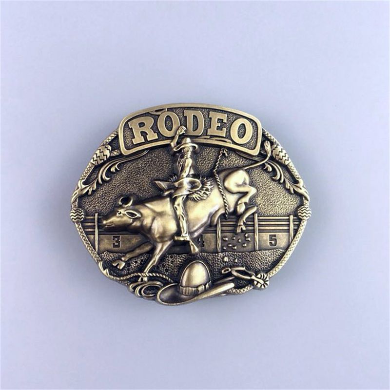 Vintage Bronze Plated Western Rodeo Race Cowboy Belt Buckle Hebilla BUCKLE-WT085AB