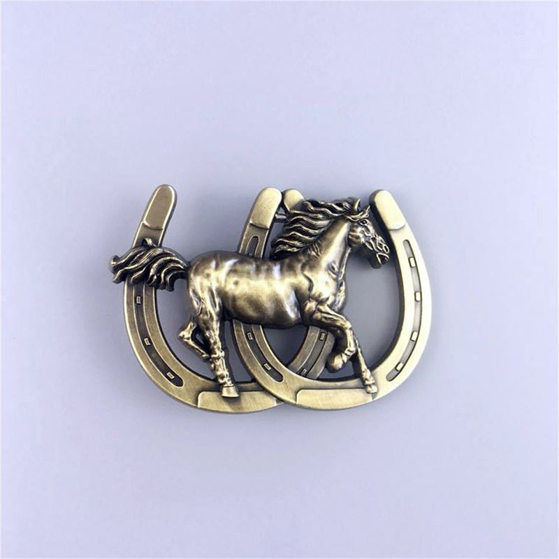 Antique Bronze Plated Horse Horseshoe Western Belt Buckle Hebilla BUCKLE-WT088AB