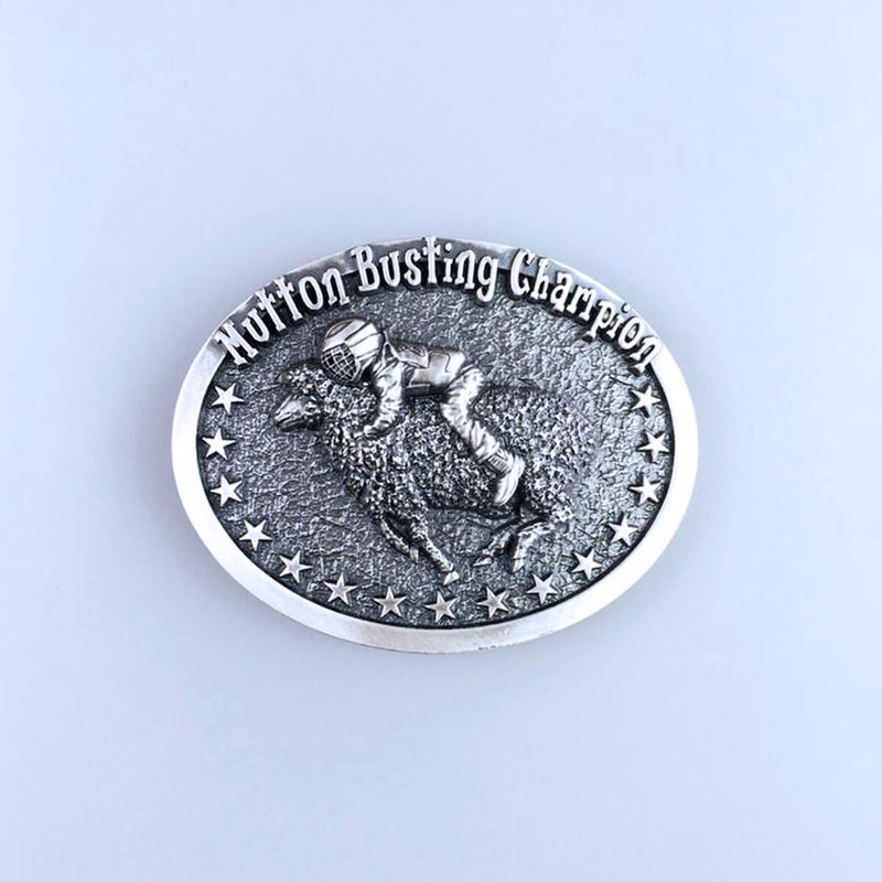 Vintage Silver Rodeo Mutton Busting Champion Western Belt Buckle Hebilla BUCKLE-WT106SL