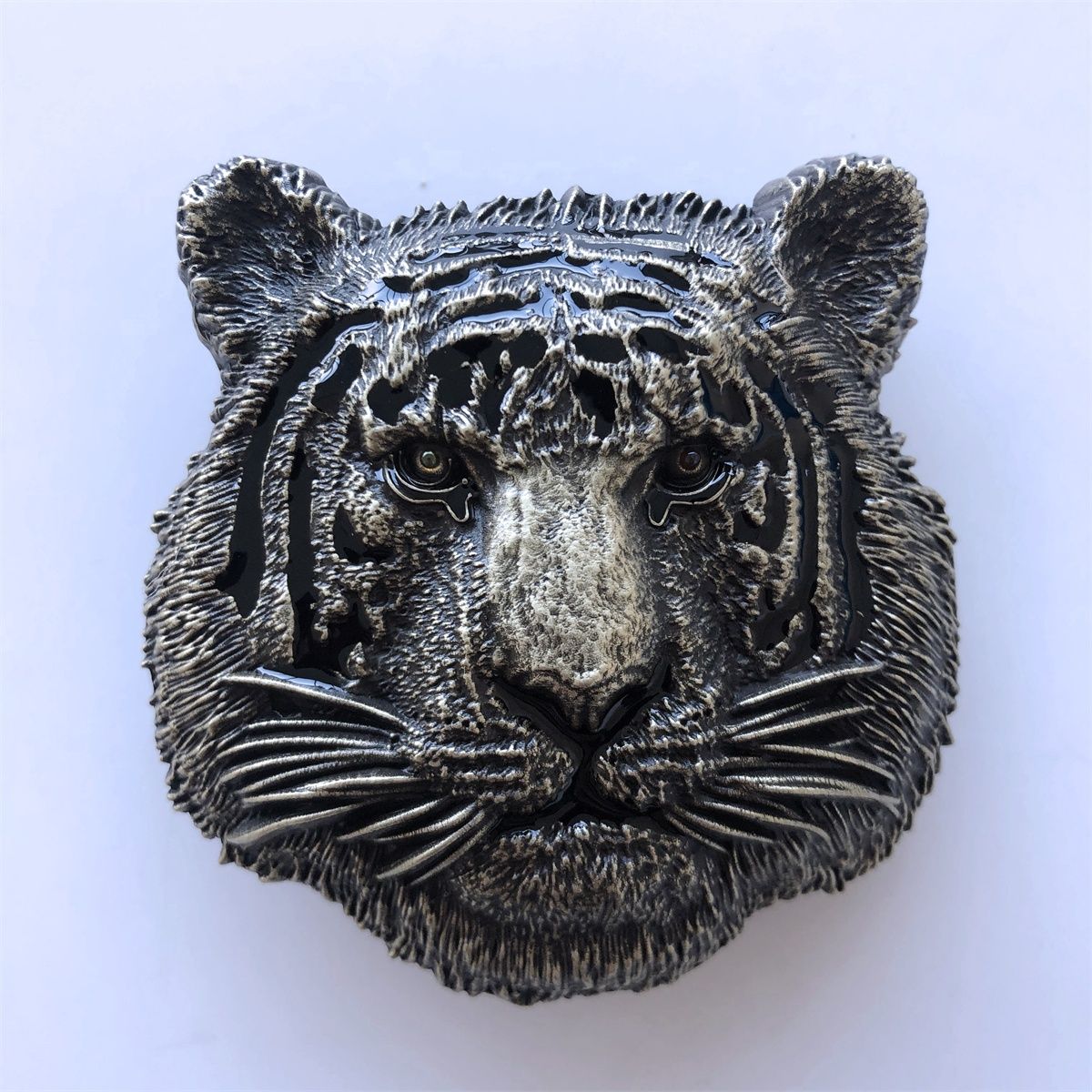 Vintage Bronze Plated King of Animal Tiger Western Wildlife Belt Buckle Hebilla
