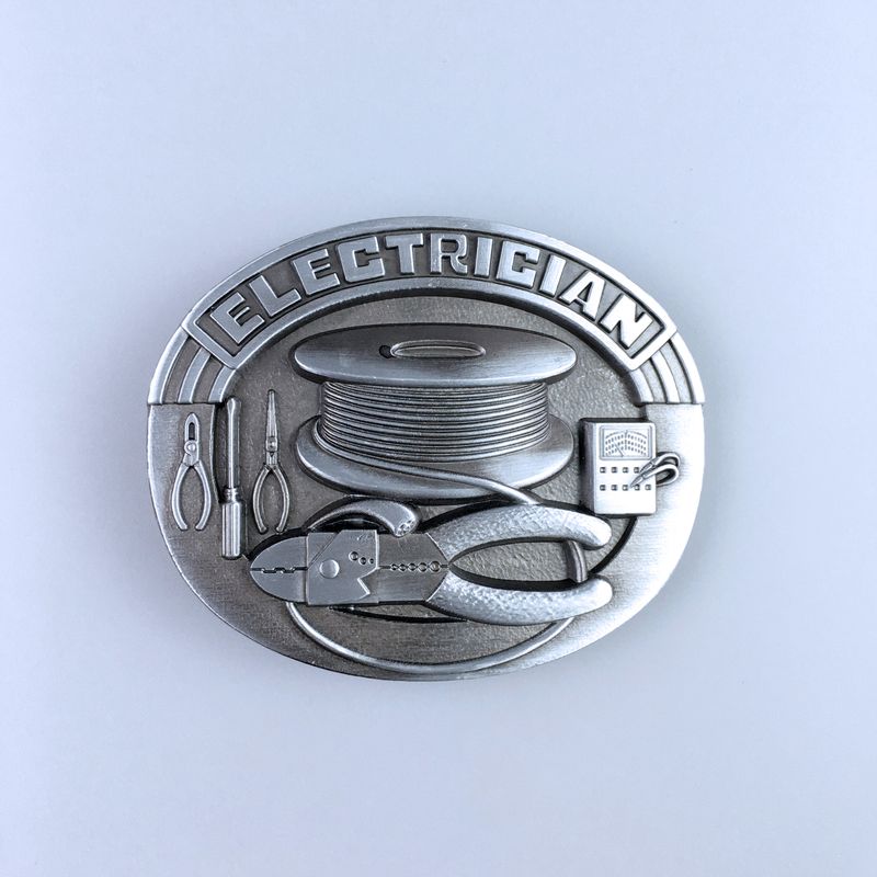Vintage Style Trades Tradesman Electrician Tool Oval Belt Buckle Hebilla BUCKLE-WT122AS