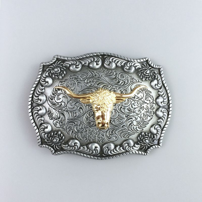 Vintage Style Western Cowboy Rodeo Bull Double Color Belt Buckle BUCKLE-WT130