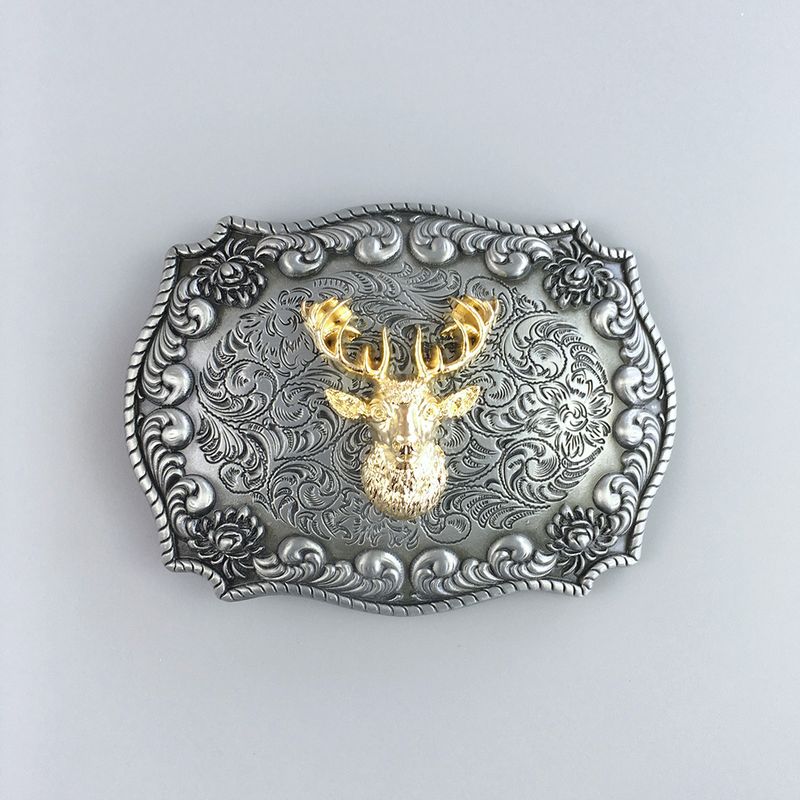 Western Cowboy Wildlife Deer Head Double Color Belt Buckle Hebilla BUCKLE-WT137