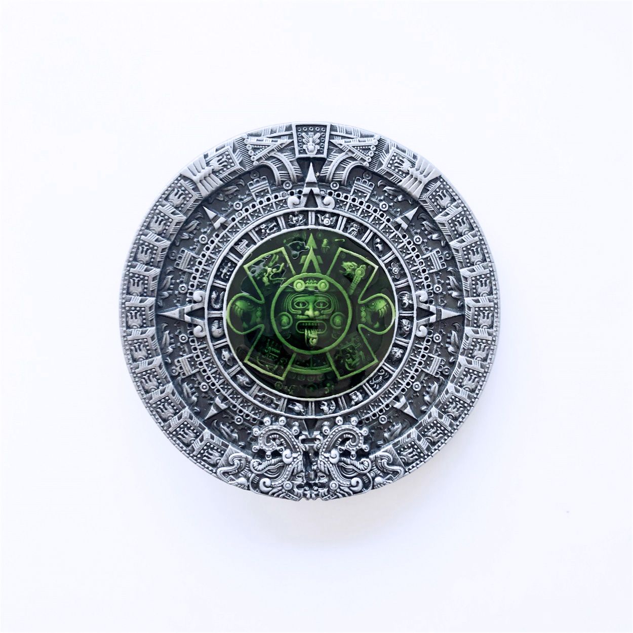 Vintage Style Enamel Aztec Calendar Belt Buckle Hebilla