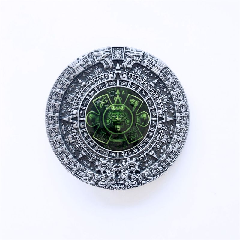Vintage Style Enamel Aztec Calendar Belt Buckle Hebilla BUCKLE-WT126GR