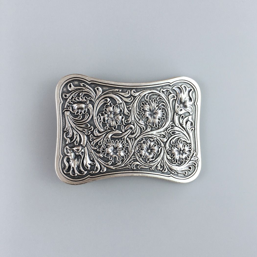 Vintage Silver Plated Western Southwest Rectangle Belt Buckle