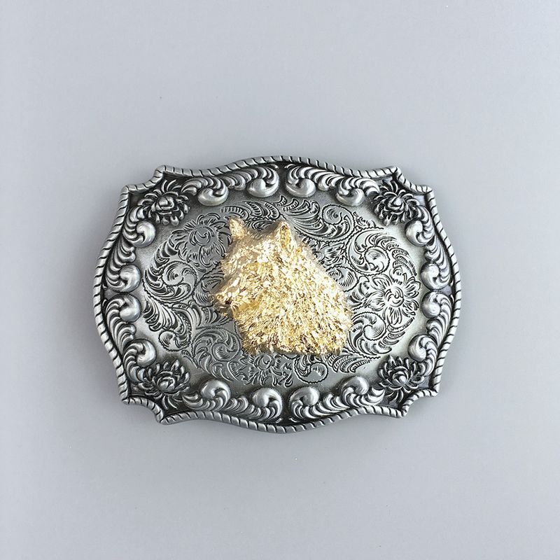 Western Cowboy Wildlife Wolf Head Double Color Belt Buckle BUCKLE-WT139