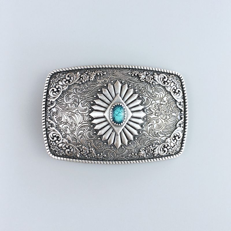 Vintage Silver Plated Southwest Western Enamel Belt Buckle No Stone BUCKLE-WT144SL