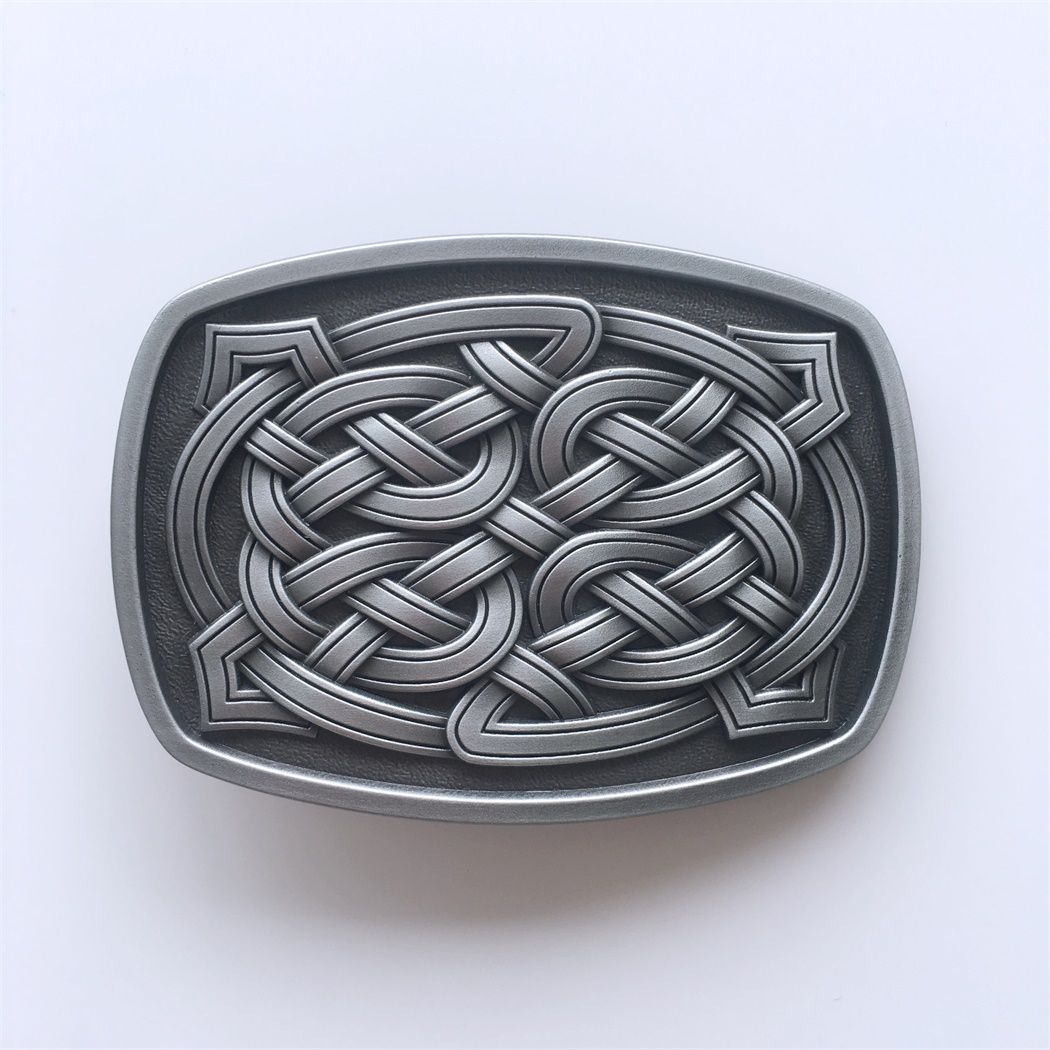 Antique Brushed Silver Cross Celtic Knot Rectangle Belt Buckle BUCKLE-WT153AS
