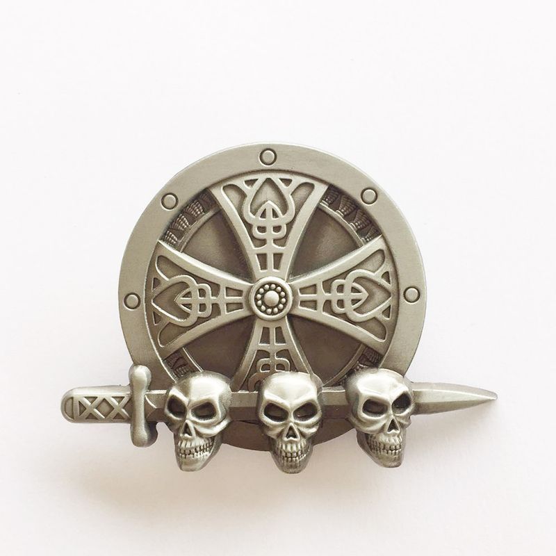 Vintage Round Cross Knot W Skull Belt Buckle BUCKLE-3D043AS