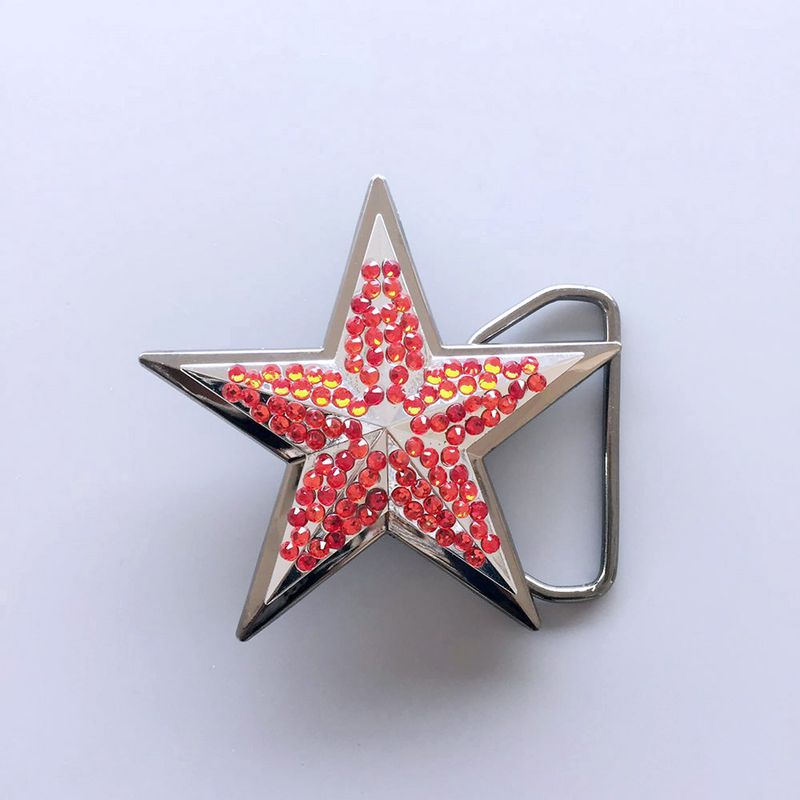 Vintage Red Rhinestones Double Star Belt Buckle BUCKLE-3D058RD