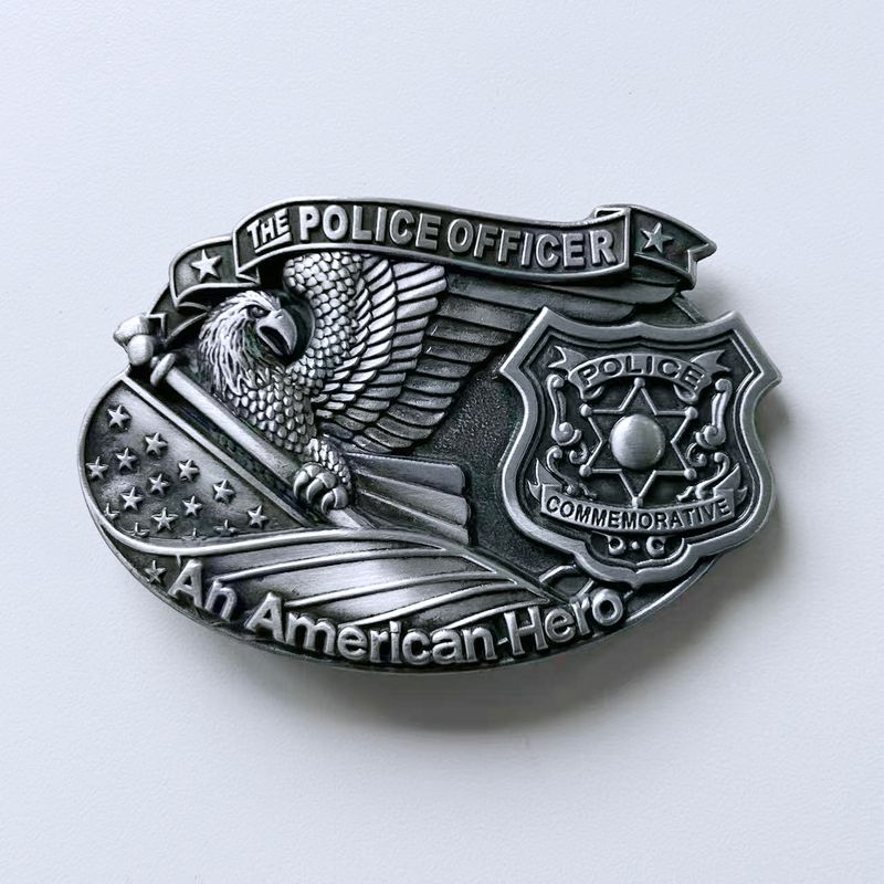 Antique Brushed Silver American Hero American Pride Belt Buckle BUCKLE-3D045AS