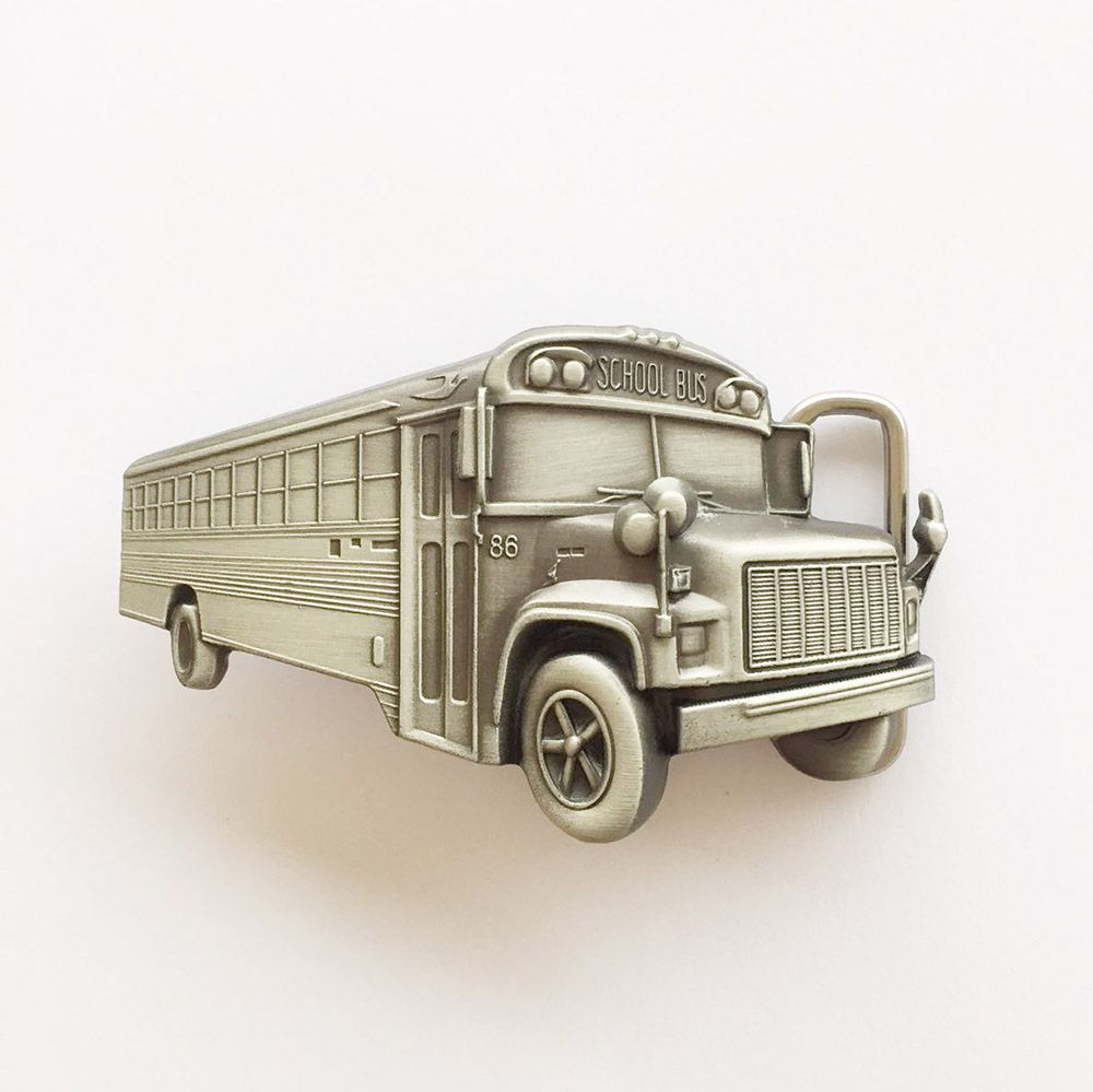 Anitque Brushed Silver School Bus Belt Buckle Gurtelschnalle Boucle de ceinture Hebilla BUCKLE-3D026AS