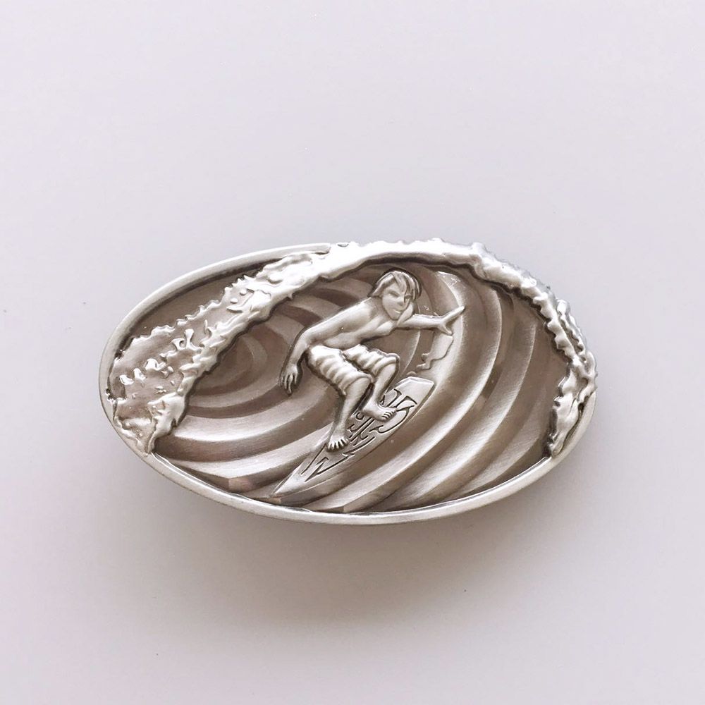 Vintage 3D Surfing Play Boy Oval Belt Buckle Gurtelschnalle Boucle de ceinture Hebilla BUCKLE-3D034AS