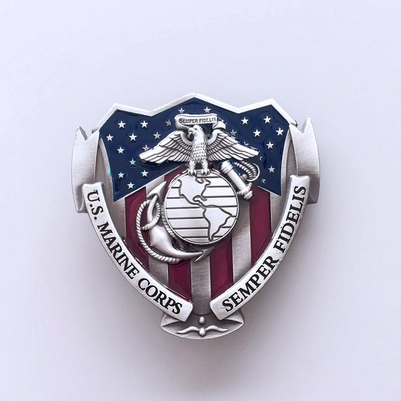 Antique Silver Enamel Vintage American Hero Belt Buckle BUCKLE-3D062