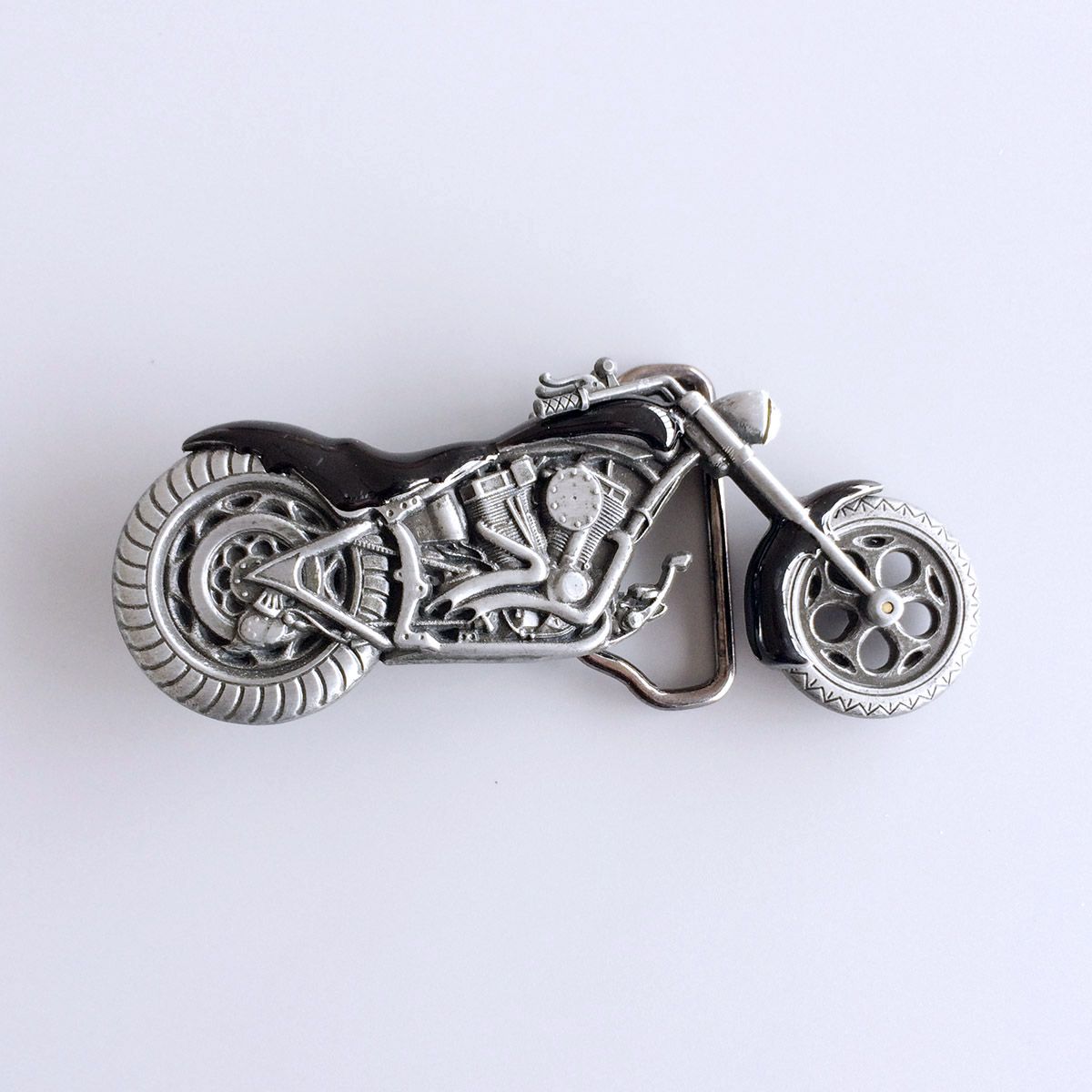 Vintage Black 3D Heavy Metal Motorcycle Belt Buckle