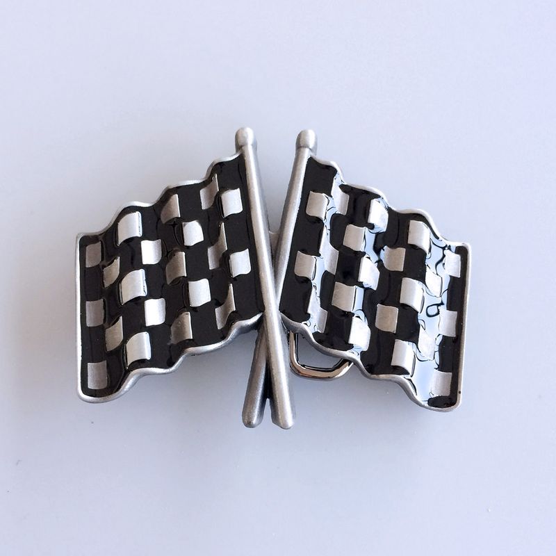 Vintage Style Car Racing Flag Belt Buckle BUCKLE-AT055
