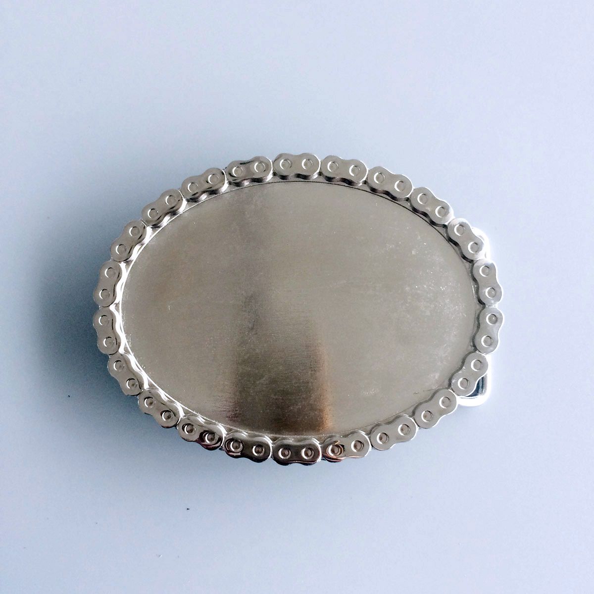 Bright Silver Oval Rider Blank Belt Buckle