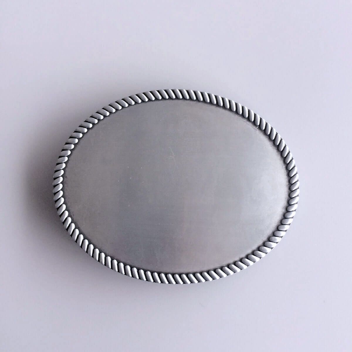 Antique Brushed Silver Oval Blank Belt Buckle