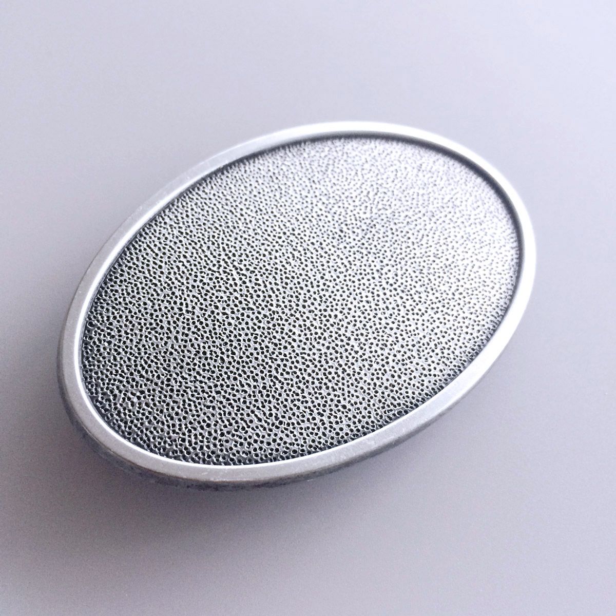 Antique Silver Oval Striae Custom Vintage Blank Belt Buckle