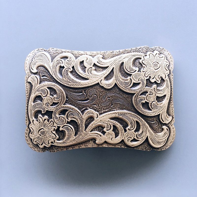 Western Flower Cowboy Cowgirl Solid Brass Belt Buckle BUCKLE-BS013