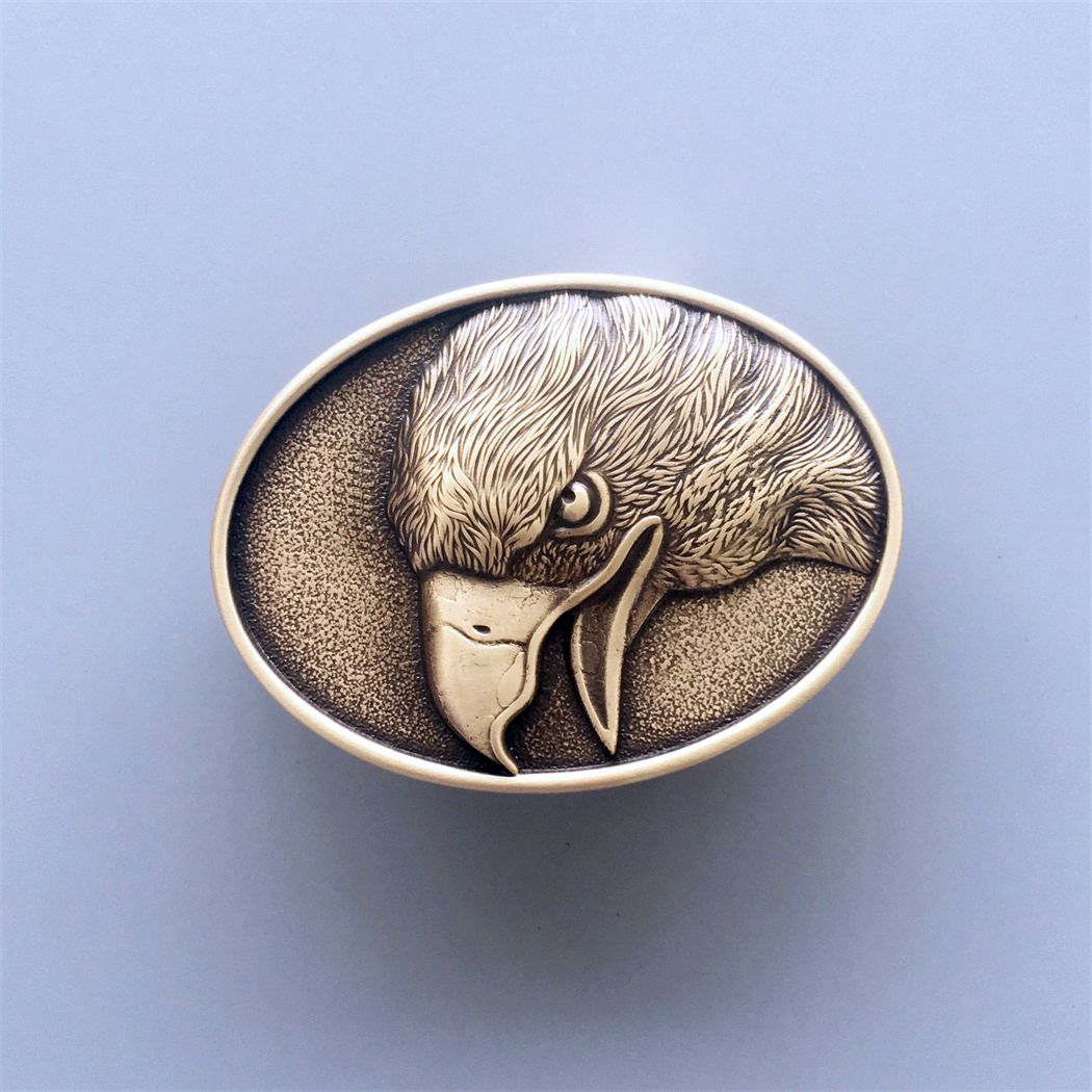 Eagle Oval Solid Brass Belt Buckle