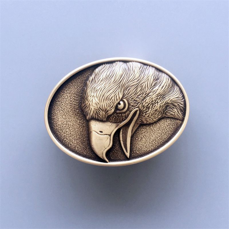 Eagle Oval Solid Brass Belt Buckle