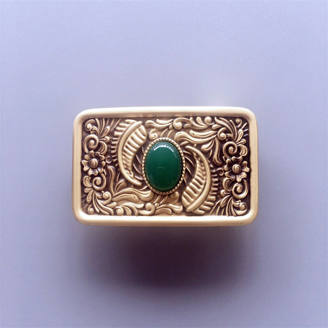 Western Flower Solid Brass Belt Buckle BUCKLE-BT006