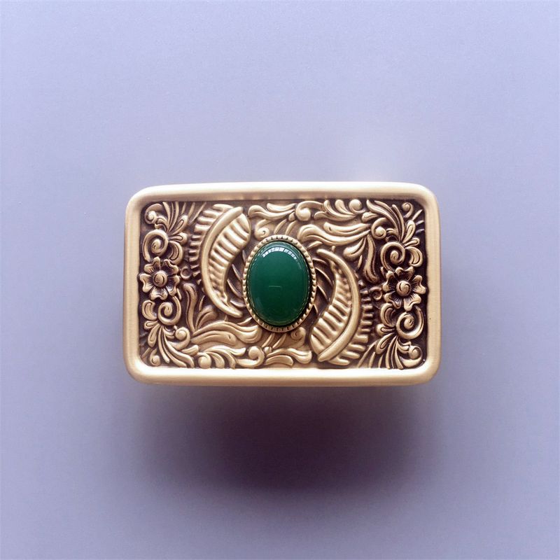 Western Flower Solid Brass Belt Buckle BUCKLE-BT006