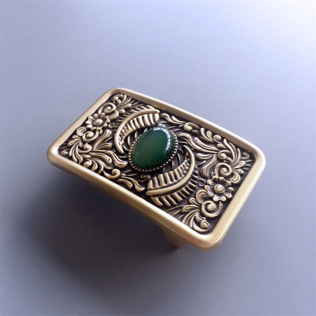 Western Flower Solid Brass Belt Buckle