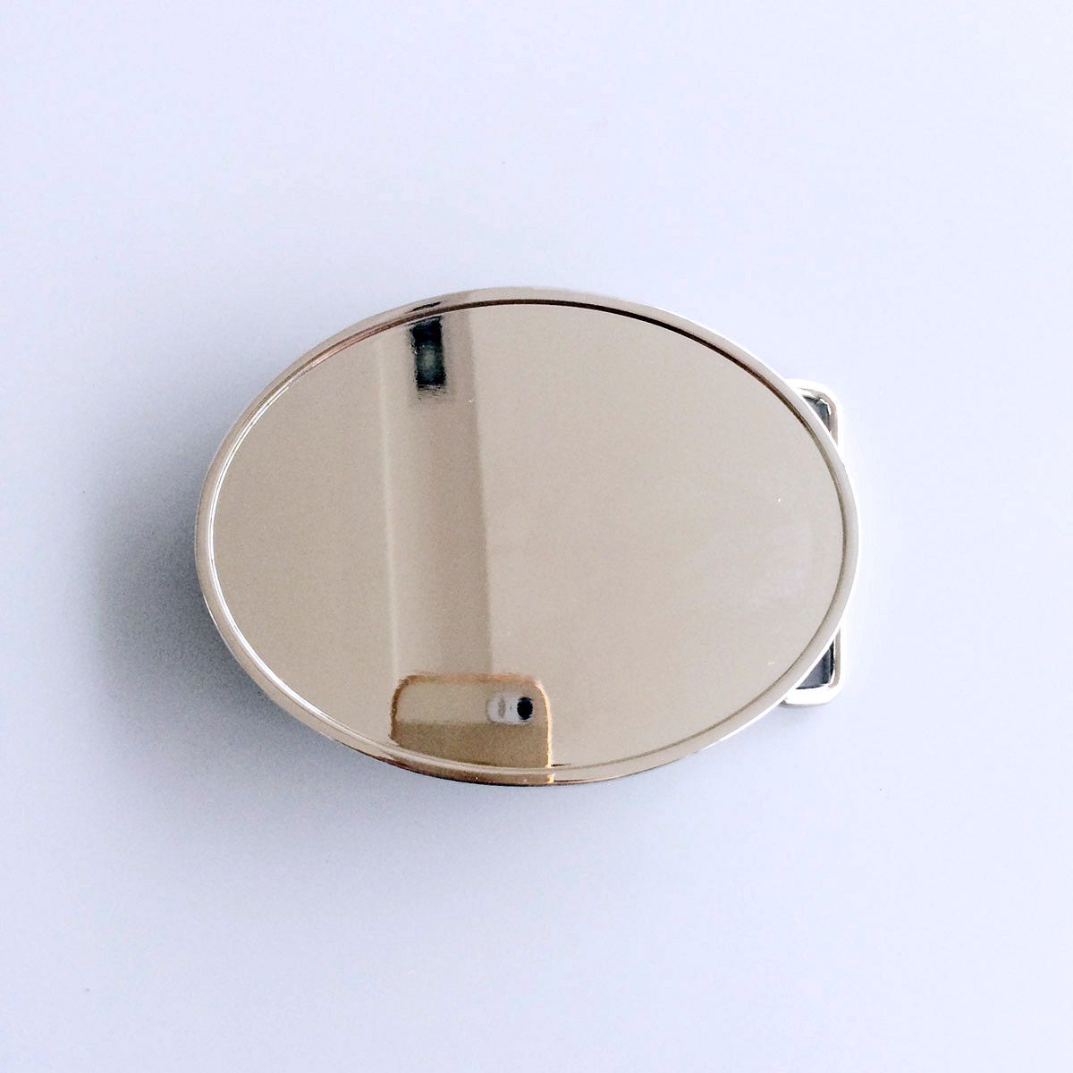 Bright Silver Oval Custom Blank Belt Buckle
