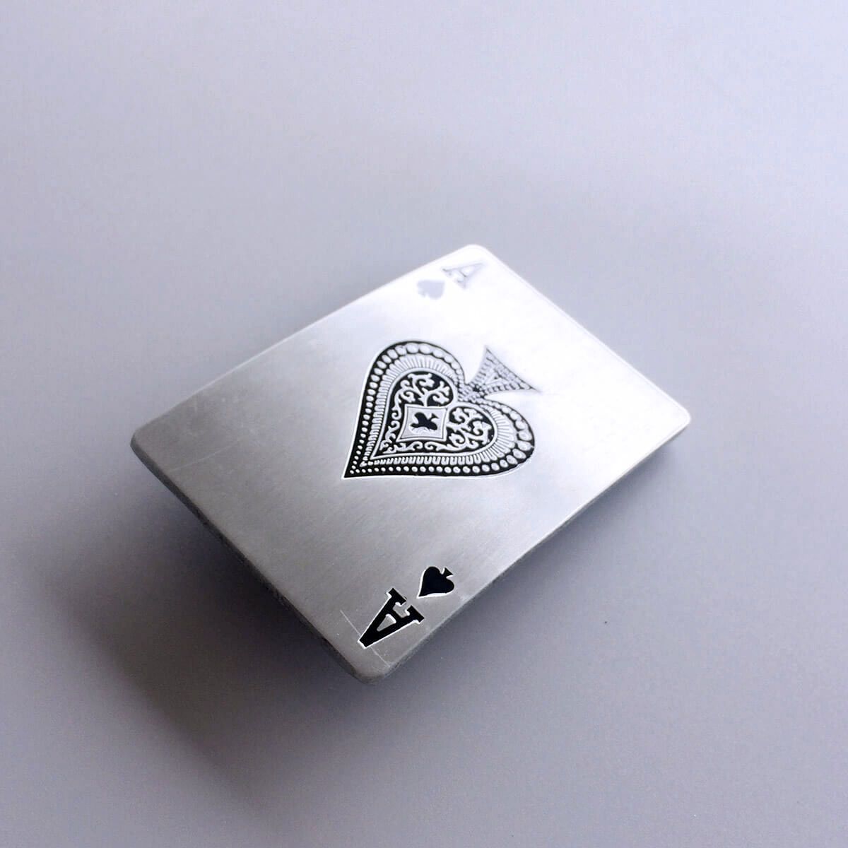 Vintage Style Enamel Ace Spade Card Rectangle Belt Buckle