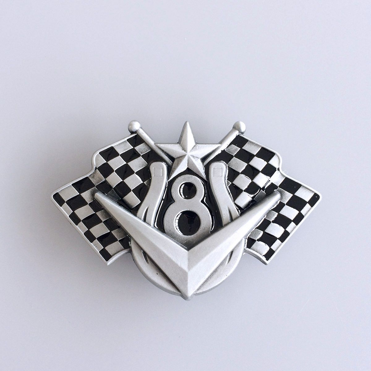 Vintage Enamel Flag Horseshoe Belt Buckle