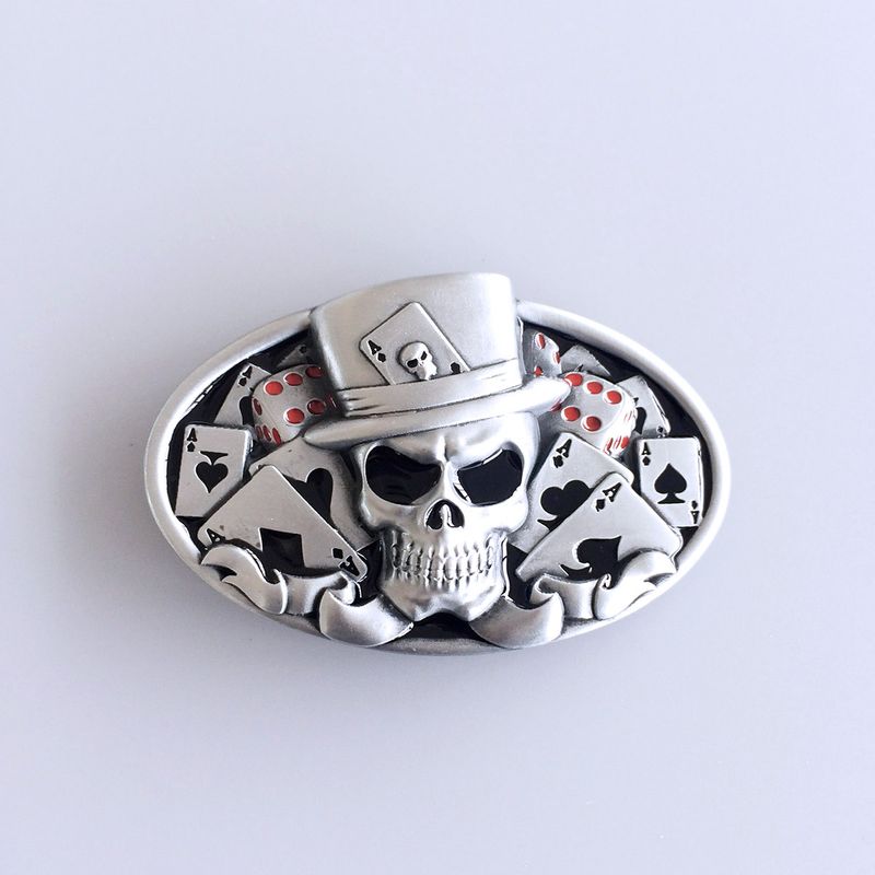 Dice Skull Tattoo Casino Oval Vintage Belt Buckle BUCKLE-CS036