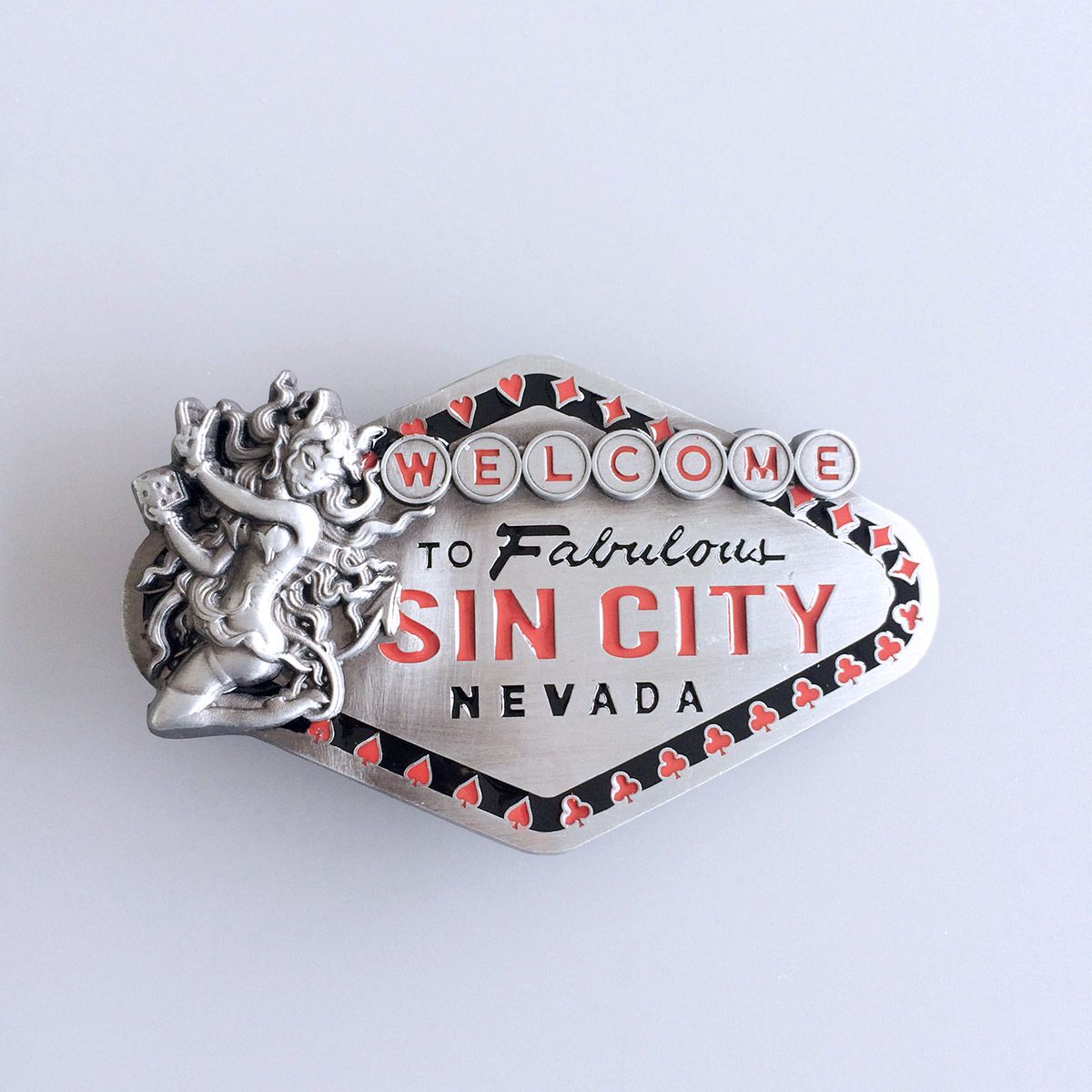 Enamel Sin City Vintage Belt Buckle