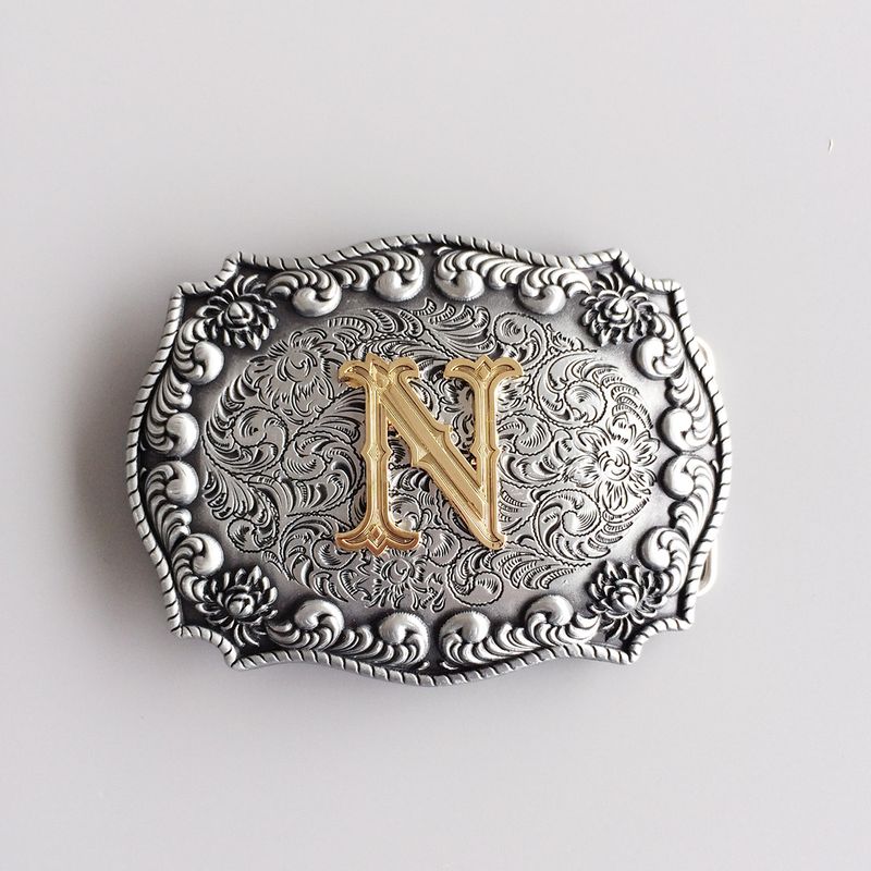 Initial Letter N Cowboy Cowgirl Western Belt Buckle Hebilla