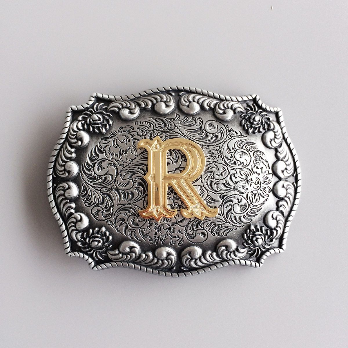 Initial Letter R Cowboy Cowgirl Western Belt Buckle Hebilla