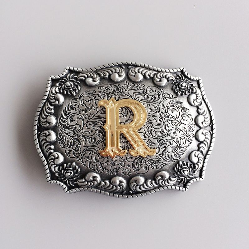 Initial Letter R Cowboy Cowgirl Western Belt Buckle Hebilla