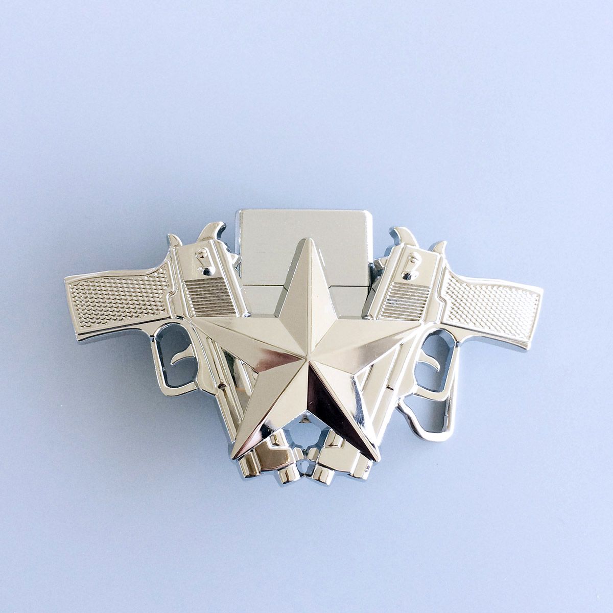 Bright Silver Star Large Western Belt Buckle