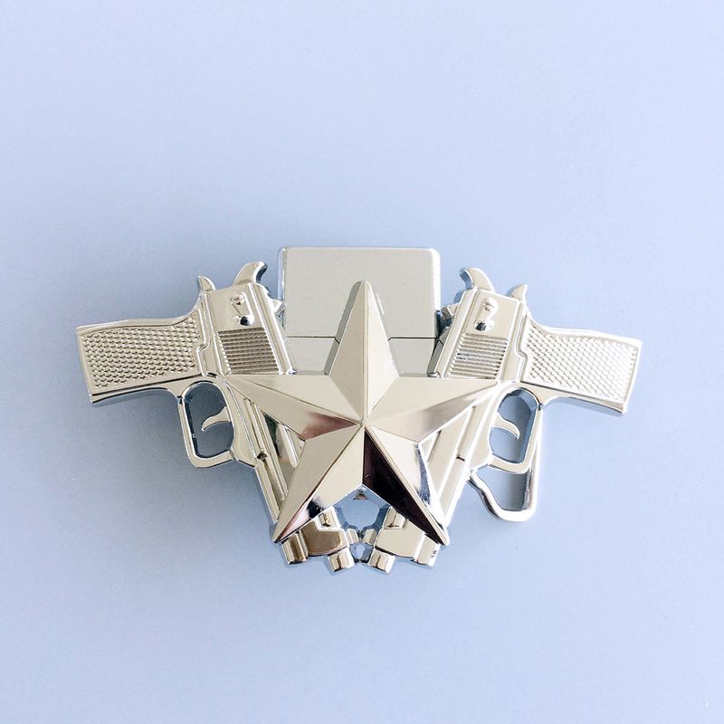 Bright Silver Star Large Western Belt Buckle BUCKLE-LT018BR