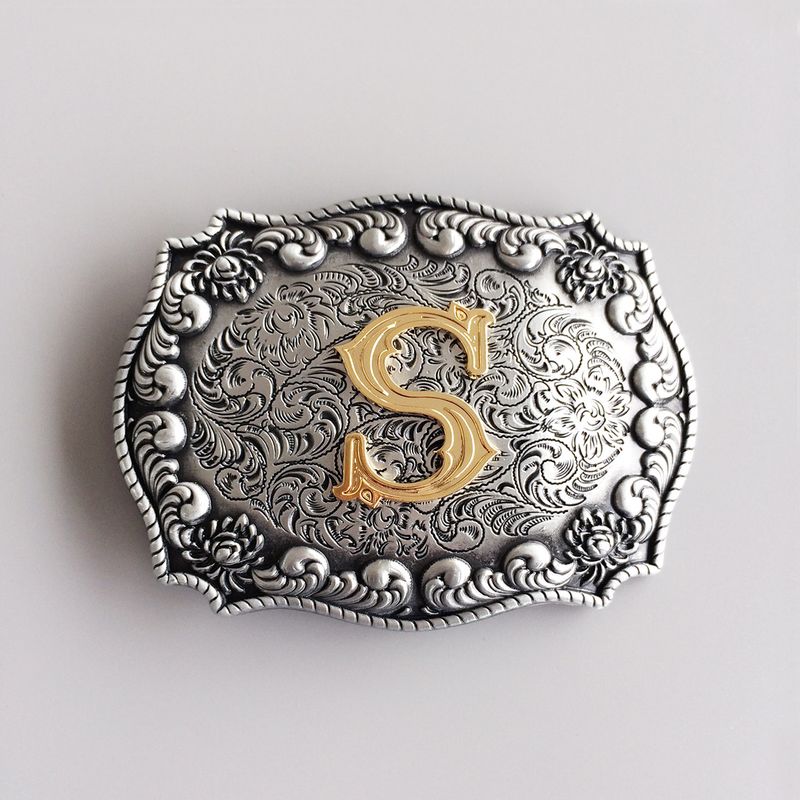 Initial Letter S Cowboy Cowgirl Western Belt Buckle Hebilla