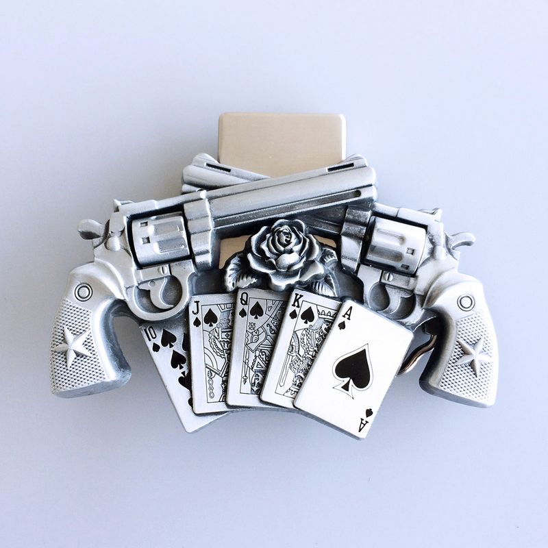 Vintage Style Royal Flush Spinner Large Western Belt Buckle BUCKLE-LT017AS