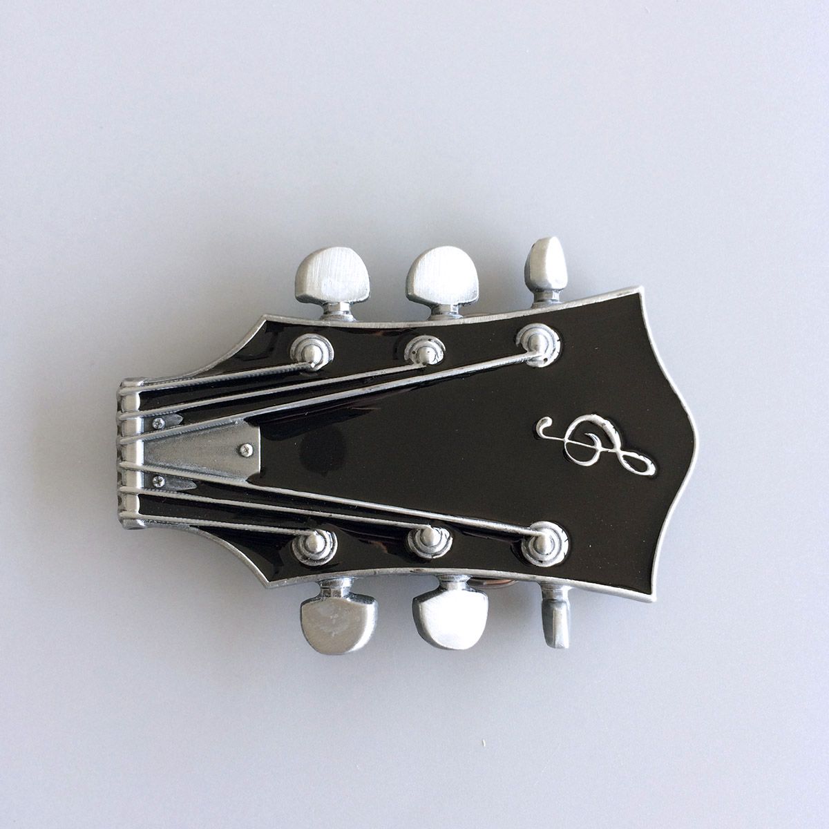 Vintage Black Enamel Guitar Music Belt Buckle