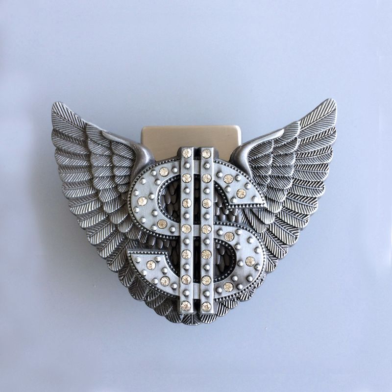 Vintage Rhinestones Angel Wings Dollar Belt Buckle BUCKLE-LT015
