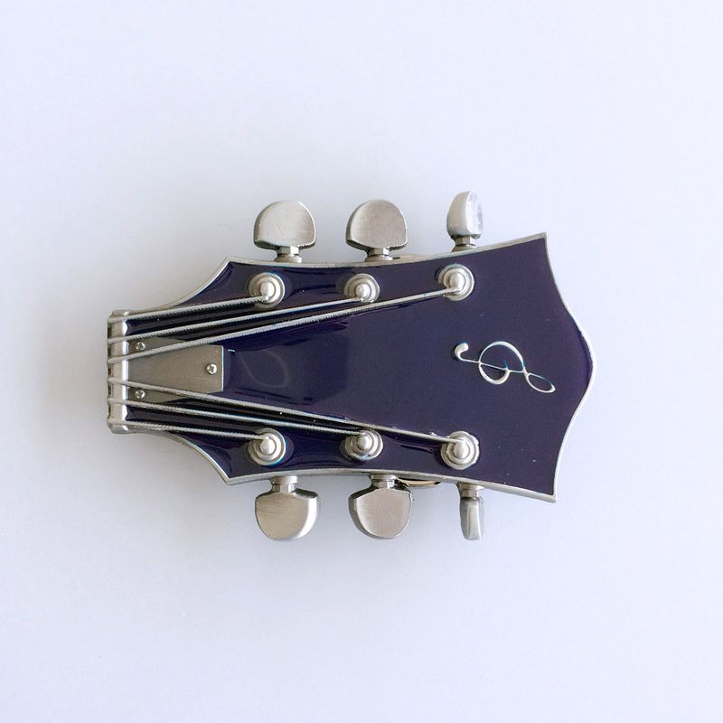Vintage Style Blue Enamel Guitar Music Belt Buckle BUCKLE-MU044BL