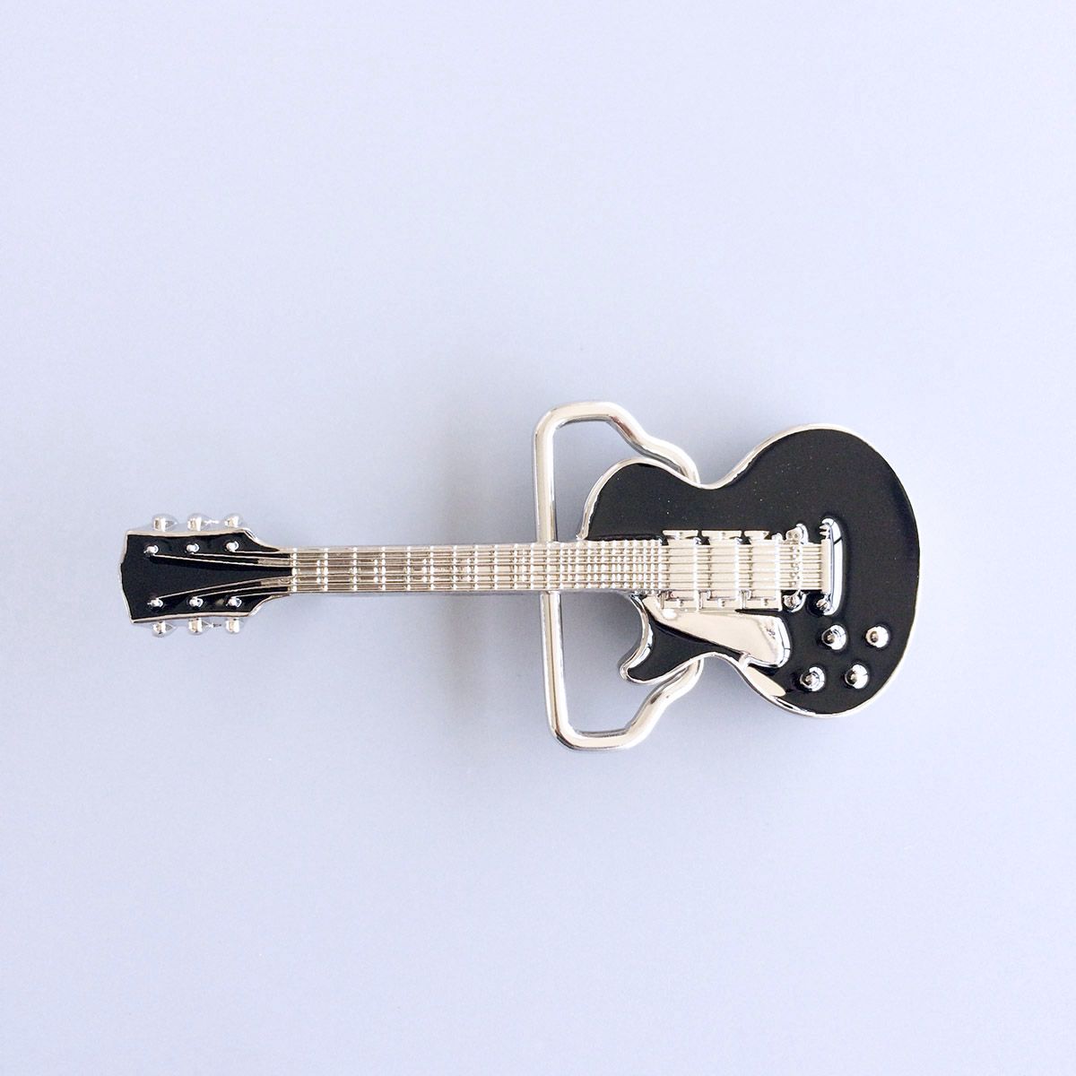 Black Enamel Electric Guitar Music Belt Buckle